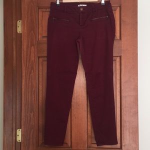 Burgundy Pants with Zipper Accents